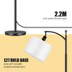Modern Floor Lamp LED Reading Light Free Standing Minimalist Arc Industrial Adjustable Linen Lampshade Bedroom
