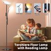 LED Floor Lamp Reading Lights 2 Heads Standing Minimalist Arc Adjustable Touch Remote Control for Bedroom