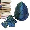 3D Printed Dragon in Egg,Full Articulated Rose Dragon Crystal Dragon with Dragon Egg,Flexible Joints Home Decor Executive Desk Toys,Office Decor (Blue And Green)