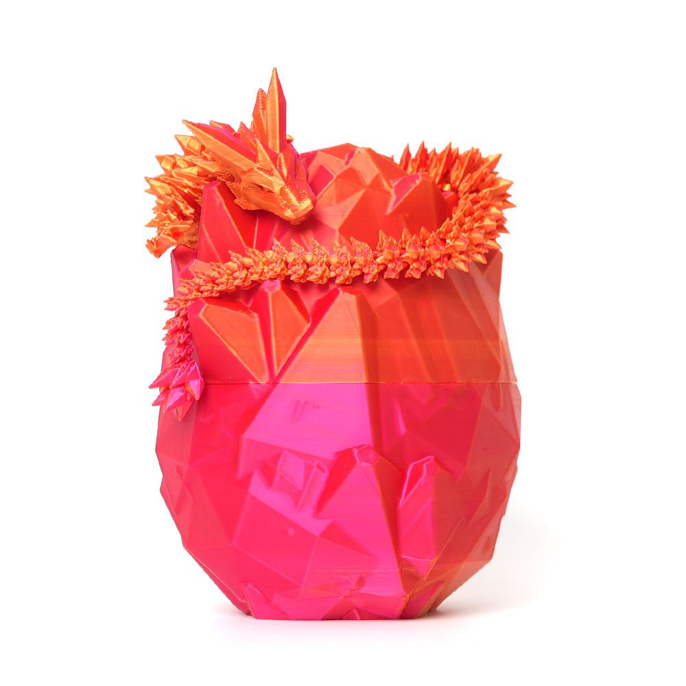 3D Printed Dragon in Egg,Full Articulated Crystal Dragon with Dragon Egg,Flexible Joints Home Decor Executive Desk Toys,Office Decor (Red)