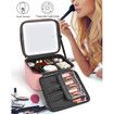 Makeup Bag with Light Up Mirror,Makeup Case Travel Cosmetic Bags Brush Organizer Storage Box,Rechargeable Vanity Mirror with 3 Color Lights,High Frame Mirror Protection (Pink)