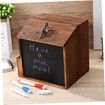 Rustic Burnt Wood Wall Mountable Restaurant Tip, Fundraising Donation Money Collection or Comment Ballot Box with Lock and Key, Clear Acrylic Sign Holder and Chalkboard Surface