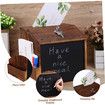 Rustic Burnt Wood Wall Mountable Restaurant Tip, Fundraising Donation Money Collection or Comment Ballot Box with Lock and Key, Clear Acrylic Sign Holder and Chalkboard Surface