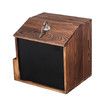 Rustic Burnt Wood Wall Mountable Restaurant Tip, Fundraising Donation Money Collection or Comment Ballot Box with Lock and Key, Clear Acrylic Sign Holder and Chalkboard Surface