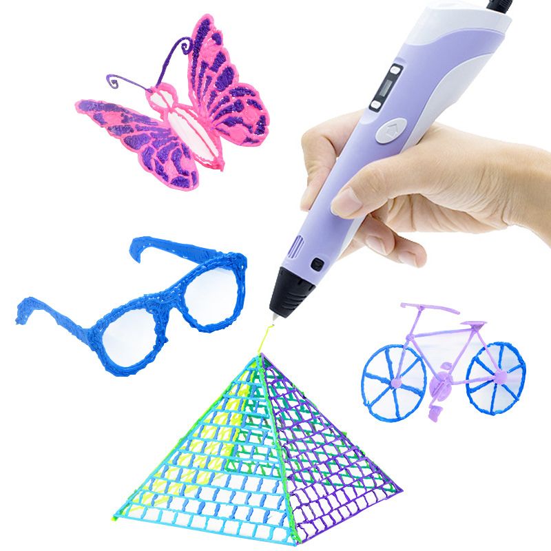 (Purple)3D Printing Pen with Display - Includes 3D Pen, 3 Starter Colors of PLA Filament