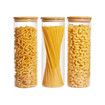 10*30 CM Glass Food Storage Jars, Set of 3 Large Food Containers with Airtight Bamboo Wood Lids for Pasta, Nuts, Flour, Storage Containers