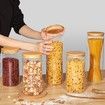 10*30 CM Glass Food Storage Jars, Set of 3 Large Food Containers with Airtight Bamboo Wood Lids for Pasta, Nuts, Flour, Storage Containers