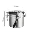 1.2L Airtight Coffee Container, Stainless Steel Coffee Bean Storage Container with Spoon, Coffee Container for Beans, Grounds, Sugar Flour, Tea Cereals