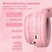 Kids Cat Ears Bluetooth Headphones, Wireless & Wired Mode, Foldable Headphones with Mic, RGB LED Light, for Girls, Compatible with Phones,Pink