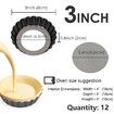12pc 3inch Cake Egg Tart Molds Removable Bottom,Cupcake Cake Muffin Mold Tin Pan Baking Tool,Reusable Quiche Bakeware Carbon Steel for Pies,Cheese Cakes,Desserts