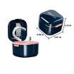 Denture Bath Box Cup,Portable Denture Case with Strainer Basket,False Teeth Storage Box Holder, Blue