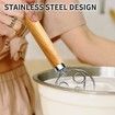 Danish Dough Whisk Stainless Steel Dough Whisk Dutch Style Bread Dough Hand Mixer Wooden Handle Kitchen Baking Tools Bread Making Tools and Supplies