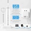 Milk Frother Handheld Rechargeable Foam Maker for Lattes,Electric 3 Whisks Drink Mixer for Bulletproof Coffee (White)