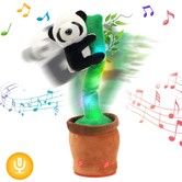 Glowing Dancing Panda Toy with Bamboo Repeats What You Say Talking Toy Wriggle Singing Mimicking Twisting Electric Light Up Interactive Animated Toy Speaking
