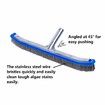 Swimming Pool Brush for Cleaning Pool Walls,Tiles & Floors,Heavy Duty 18" Aluminum Stainless Steel Wire Bristle Pool Scrub Brush for Curved Cleaning Brushes with EZ Clips