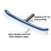 Swimming Pool Wall & Tile Brush,18" Heavy Duty Vinyl Polished Aluminum Back Cleaning Brush Head Designed for Cleans Walls,Tiles & Floors,Nylon Bristles Brush Head with EZ Clips (Pole not Included)