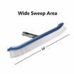 Swimming Pool Wall & Tile Brush,18" Heavy Duty Vinyl Polished Aluminum Back Cleaning Brush Head Designed for Cleans Walls,Tiles & Floors,Nylon Bristles Brush Head with EZ Clips (Pole not Included)