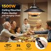 Instant Heater Ceiling Electric Space Warmer Infrared Patio Room Save Energy Indoor Outdoor Waterproof 1500W