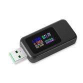 USB Tester Digital Multimeter 4-30V 0-6.5A, Power Meter QC 3.0 Voltage and Current Detector, Volmeter Ammeter Power Bank Capacity Tester with IPS Color Screen