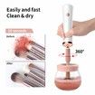 Makeup Brush Cleaner and Dryer Machine Electric Cosmetic Automatic Brush Spinner with 8 Size Rubber Collars(Pink)