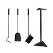 4PCS Fireplace Tool Set Firepit Accessories Poker Fire Shovel Brush Stand Black Cast Iron