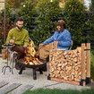 Firewood Storage Holder Campfire DIY Fireplace Wood Rack Log Bracket Adjustable Fire Pit Stand Indoor Outdoor Black