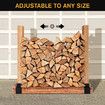 Firewood Storage Holder Campfire DIY Fireplace Wood Rack Log Bracket Adjustable Fire Pit Stand Indoor Outdoor Black