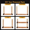 Firewood Storage Holder Campfire DIY Fireplace Wood Rack Log Bracket Adjustable Fire Pit Stand Indoor Outdoor Black