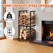 Fire Place Tool Kit 5in1 Firewood Storage Rack Firepit Wood Holder Campfire Metal Stove Log Carrier Stand