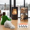 Fire Place Tool Kit 5in1 Firewood Storage Rack Firepit Wood Holder Campfire Metal Stove Log Carrier Stand