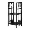 Fire Place Tool Kit 5in1 Firewood Storage Rack Firepit Wood Holder Campfire Metal Stove Log Carrier Stand