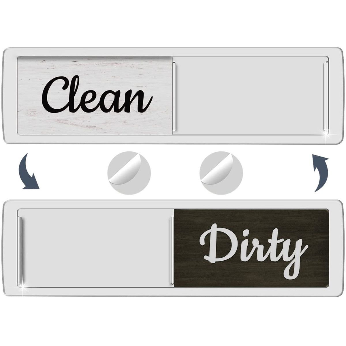 Dishwasher Magnet Clean Dirty Sign,Farmhouse Rustic Wood Design Black and White Non-Scratch/Easy to Read & Slide/Strong Magnet Clean Dirty Magnet (Silver)
