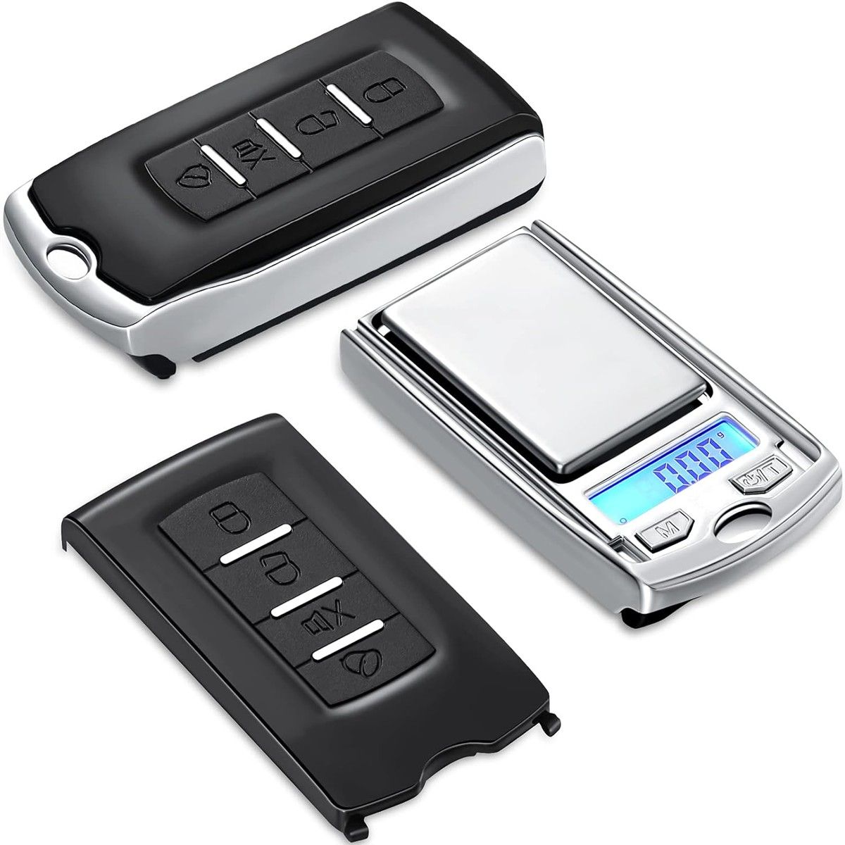 Mini Portable Gram Scale 200g/ 0.01g Mini Digital Pocket Scale Car Key Shape Electronic Scale with Battery for Jewelry, Food (1 Piece)