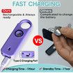 Rechargeable Personal Safety Alarm for Women, 135 dB Loud Self Defense Keychain Siren with LED Strobe Light, Personal Emergency Security Safe Devices Key Chain Alarms for Women Kids Elderly (Violet)