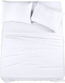 Bedding Sheets Set 4 Piece Bedding Brushed Microfiber  Shrinkage and Fade Resistant  Easy Care (QUEEN SIZE, White)