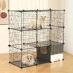 3 Tier Cat Enclosure Cage Large DIY Pet Crate Rabbit Hutch Ferret Kitten Bunny House Fence Kennel Kitty Playpen with Litter Box Platforms Ramps