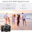 Digital Camera 4K for Photography and Video with 64MP WiFi Touch Screen Vlogging Camera Flash 32GB SD Card Lens Hood in Black