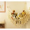 Toy Storage Hammock Stuffed Animal LED Light Macrame Jumbo Doll Room Corner Organizer Mesh Hanging Net Decoration Kids Bedroom Beige