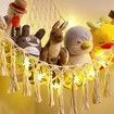 Toy Storage Hammock Stuffed Animal LED Light Macrame Jumbo Doll Room Corner Organizer Mesh Hanging Net Decoration Kids Bedroom Beige
