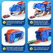 Track Car Toy Transforms into Stomping Dragon with Ultimate Transporter Hauler Race Track Toys for Boys Ages 4-6