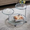 Round Coffee Table 3 Tier Bedside Lamp Sofa Side Swivel Tempered Glass Tabletop End Tea Cafe Modern Living Room with Wheels