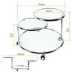 Round Coffee Table 3 Tier Bedside Lamp Sofa Side Swivel Tempered Glass Tabletop End Tea Cafe Modern Living Room with Wheels