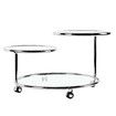 Round Coffee Table 3 Tier Bedside Lamp Sofa Side Swivel Tempered Glass Tabletop End Tea Cafe Modern Living Room with Wheels