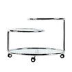 Round Coffee Table 3 Tier Bedside Lamp Sofa Side Swivel Tempered Glass Tabletop End Tea Cafe Modern Living Room with Wheels