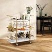 3-Tier Bar Cart Rolling Serving Drinks Tea Coffee Wine Rack Glass Holder Mobile Trolley Outdoor Kitchen Storage Shelves