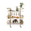 3-Tier Bar Cart Rolling Serving Drinks Tea Coffee Wine Rack Glass Holder Mobile Trolley Outdoor Kitchen Storage Shelves