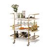 3-Tier Bar Cart Rolling Serving Drinks Tea Coffee Wine Rack Glass Holder Mobile Trolley Outdoor Kitchen Storage Shelves