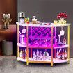 Coffee Bar Cabinet with LED Light Console Table Wine Rack Serving Drinks Liquor Glass Holder Baker Kitchen Shelves