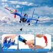 Glider Fighter RC Plane Remote Control 2.4 GHz Easy Fly 2 Channels Auto Gyro Beginner Kids Men Blue Toy Outdoor Hobby Durable Gift