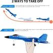Glider Fighter RC Plane Remote Control 2.4 GHz Easy Fly 2 Channels Auto Gyro Beginner Kids Men Blue Toy Outdoor Hobby Durable Gift